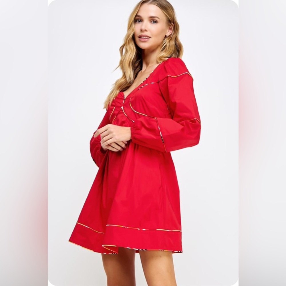 Strut & Bolt Red Long Sleeve Sundress, Small